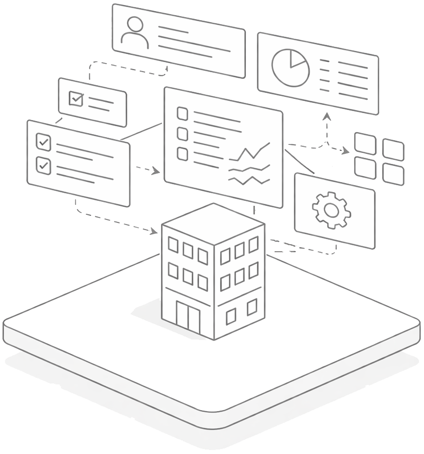 Hallintajärjestelmät platform illustration